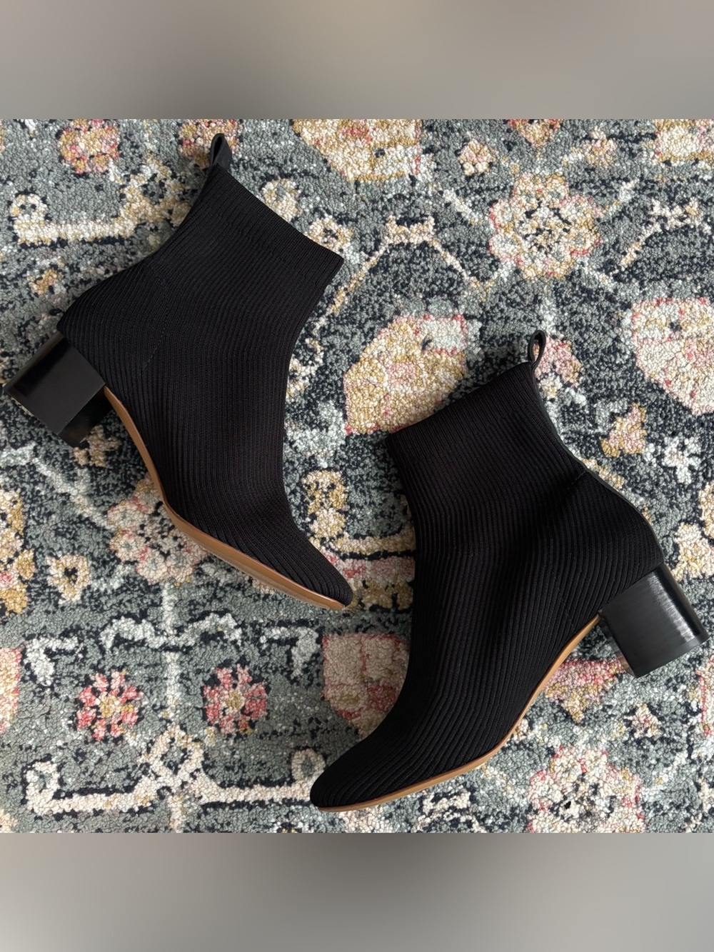 Everlane The Glove Ribbed Knit Heeled Boots Black Sz 10